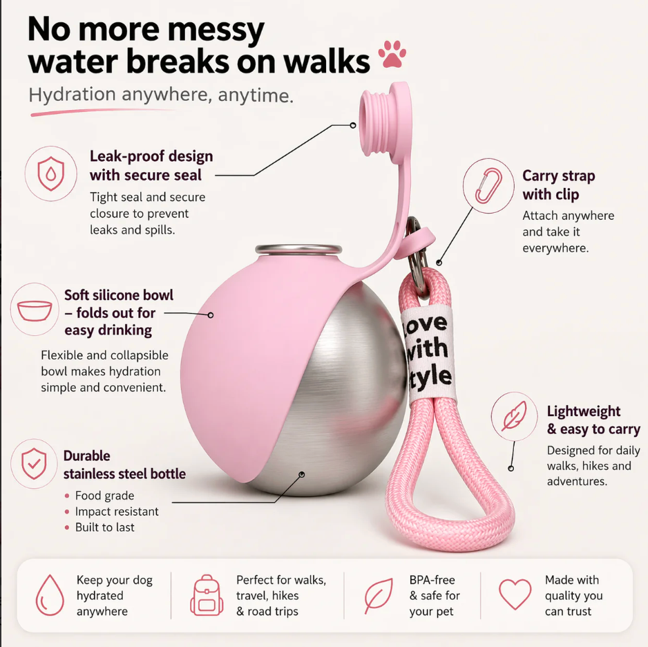 The 2-in-1 Stainless Steel Dog Travel Bottle