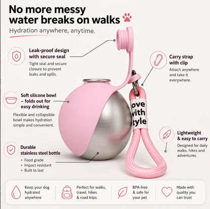The 2-in-1 Stainless Steel Dog Travel Bottle